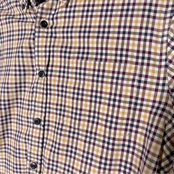 Eddie Bauer Yellow Burgundy Plaid Cotton Long Sleeve Relaxed Fit Button Up Top M - Picture 8 of 15